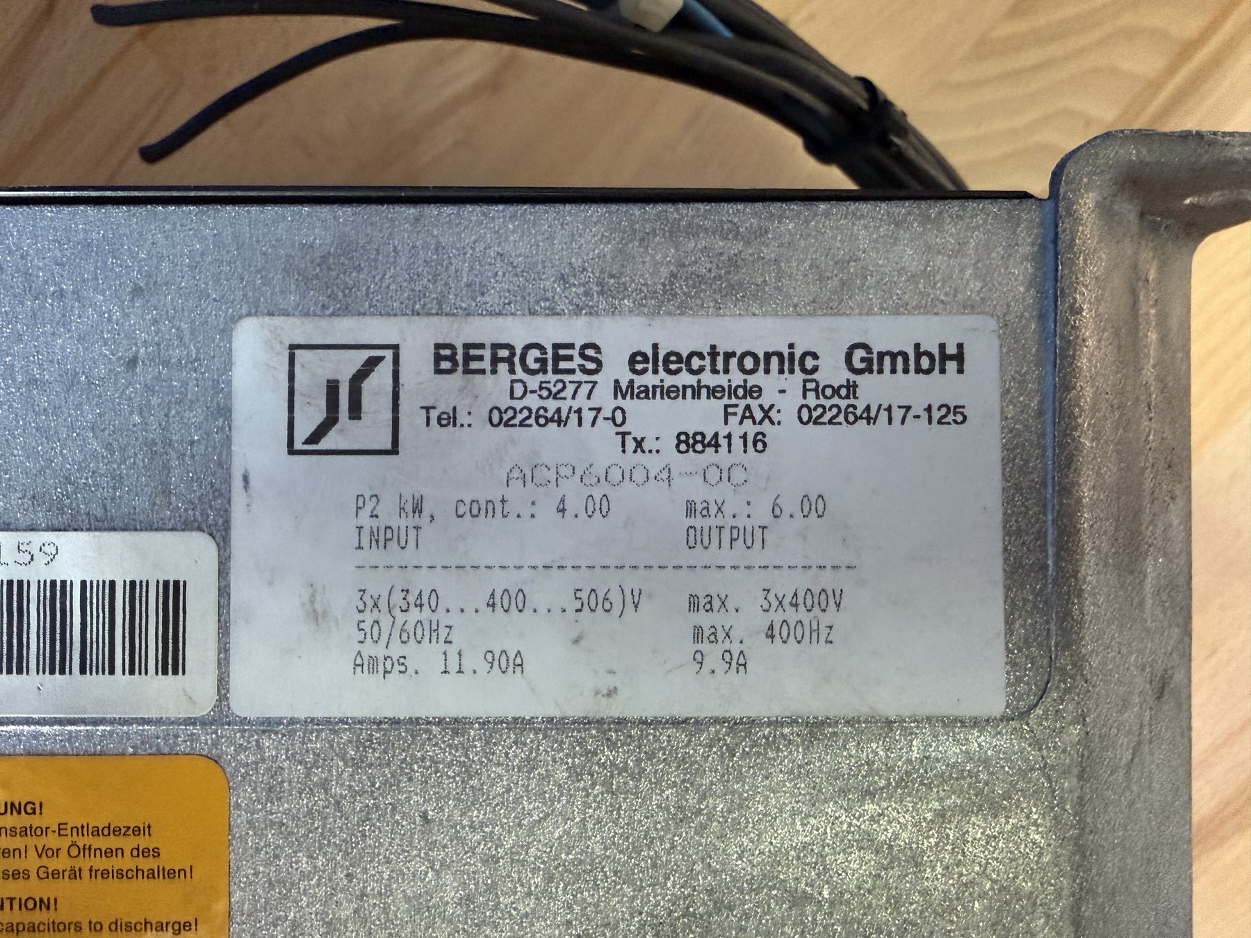 Frequenzumrichter Berges Typ ACP6004-OC