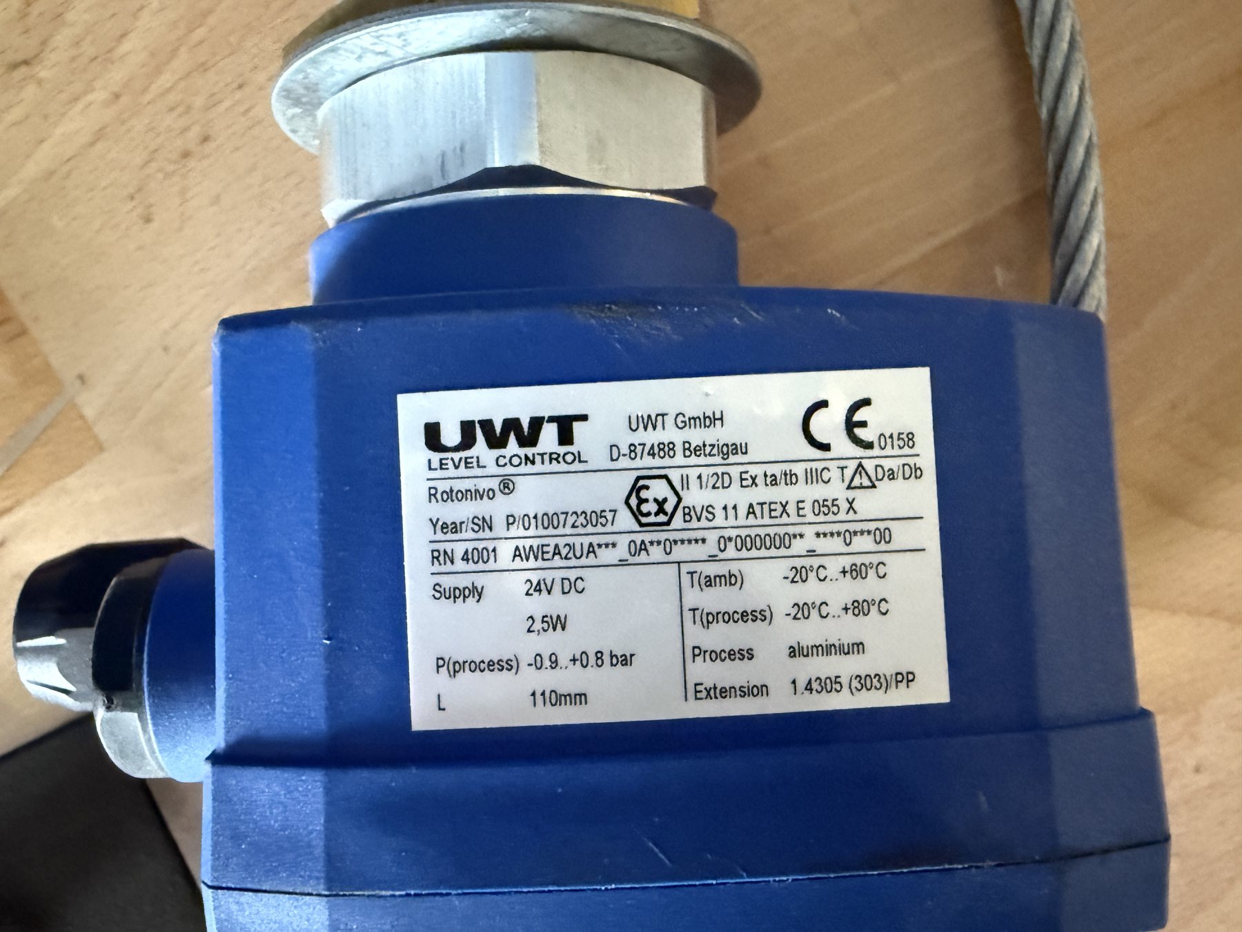 Drehflügelmelder Rotonivo Typ RN 4001 Seilausführung